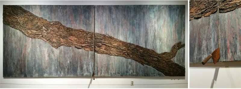 송창.굴절된 시간.1996.캔버스에 유화,나무껍질.181.8x454cm.광주시립 초대전.180410.jpg