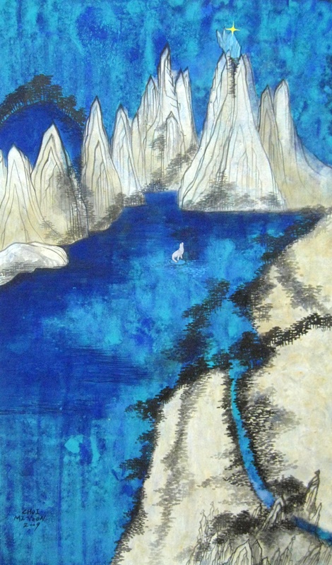 최미연 <떠도는 금강산 2>, 2009, 한지에 채색, 64x38cm