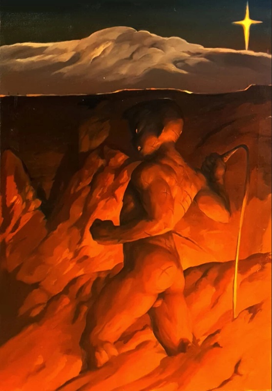 하승완 <골리앗의 아들>, 2019, 캔버스에 유채, 145x96.5cm