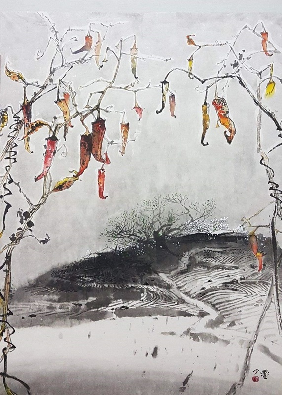 이선복 <오는 봄>, 2019, 한지에 수묵담채