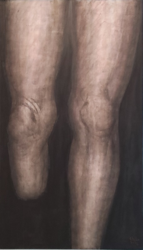 박치호 <부유>, 2022, 린넨에 아크릴릭, 194x97cm