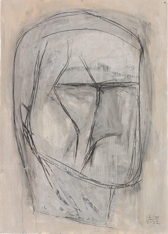 박치호 <obivion drawing>, 2022, 종이에 아크릴릭, 220x150cm