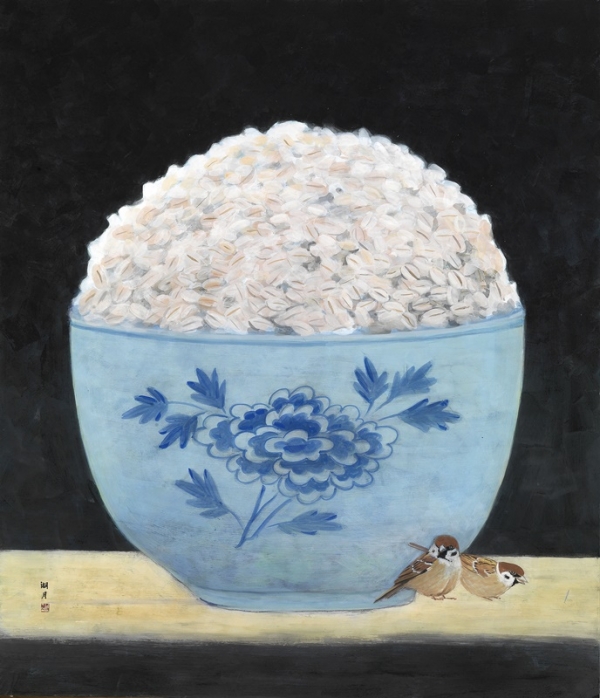 김재민 &lt;보리밥(麥食)&gt;, 2021, 한지에 채색, 144×122.5㎝