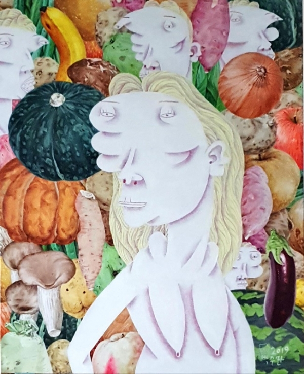 박수만 &lt;먹거리의 변명&gt;, 2019, 캔버스에 유채, 73x91cm