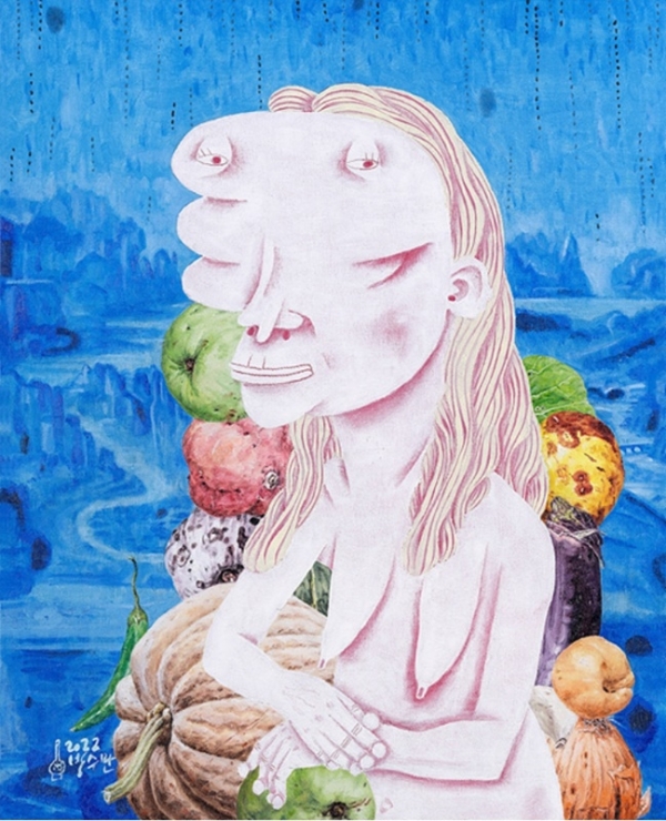 박수만 &lt;리자 아줌마&gt;, 2023, 캔버스에 유채, 53x65cm