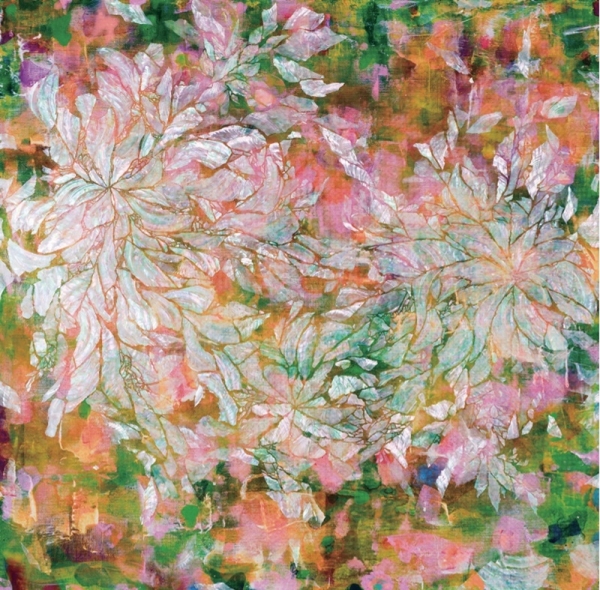 정명숙 &lt;봄-모든 것은 빛난다&gt;, 2023, 캔버스에 자개, 혼합재, 50x50cm