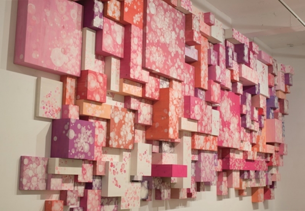 정명숙 &lt;積, 쌓여짐 216&gt;, 2016, 목재, 종이, 혼합재, 800x300cm