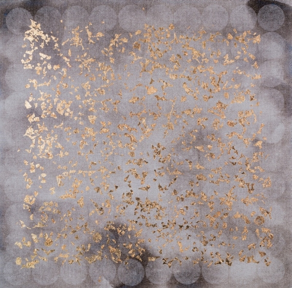 정명숙 &lt;冬-영혼의 상태가 하나의 풍경이다 B&gt;, 2023, 캔버스에 금박, 혼합재, 50x50cm