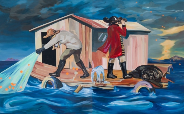 이인성 &lt;뗏목 위의 두 사람&gt;, 2017, 캔버스에 아크릴릭, 162x260cm