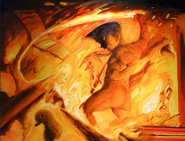 하승완 &lt;성전정화&gt;, 2020, 캔버스에 유채, 130.3x162.2cm