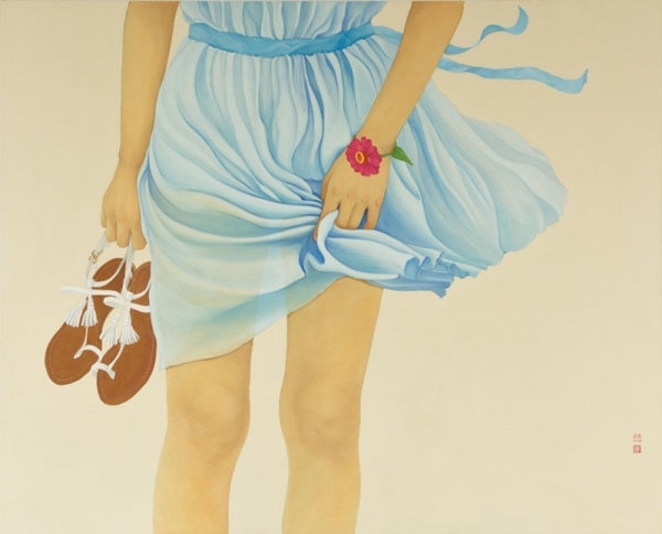 이선희 &lt;바람, 어디서 부는가&gt;, 2014, 마직에 분채, 130x162cm