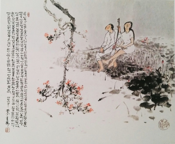 이선복 &lt;사철가를 노래하다&gt;, 2017, 한지에 수묵담채, 73x60cm