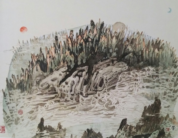 이선복 &lt;만물상정토&gt;, 2017, 한지에 수묵담채, 60x73cm