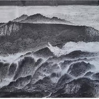 이선복 <무등산 만월>, 2024, 한지에 수묵, 245x122cm