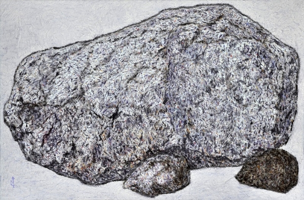 황순칠 &lt;고인돌&gt;, 1996, 캔버스에 혼합매체, 129.5x193cm