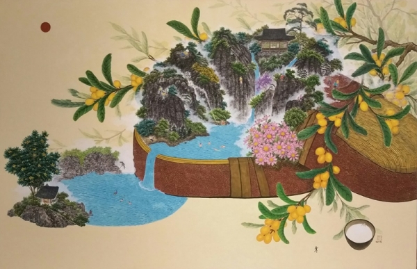 하루.K &lt;산수를 담다(보길도 기행)&gt;, 2018, 한지에 수묵채색, 130x200cm