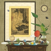 하루.K <그림 속 그림(멍 때리는 사람들)>, 2024, 한지에 수묵채색, 131x161cm