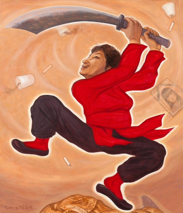 김화순 &lt;그녀는 빨간 춤을 춘다&gt;, 2014, 캔버스에 아크릴릭, 52.5×45cm