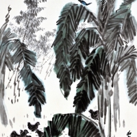 조광익 <파초 그늘막>, 2024, 한지에 수묵담채, 48×36cm