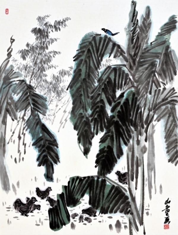 조광익 &lt;파초 그늘막&gt;, 2024, 한지에 수묵담채, 48×36cm