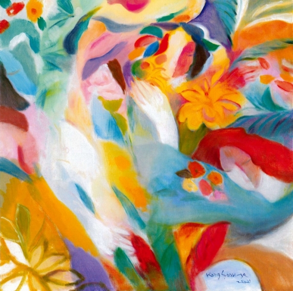 강숙자 &lt;꽃과 여인&gt;, 2011, 캔버스에 유채, 65x65cm