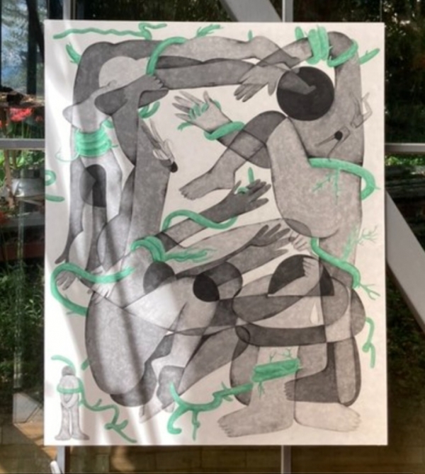 나지수 &lt;이름으로부터&gt;, 2022, 장지에 수묵, 혼합채색, 130x162.5cm