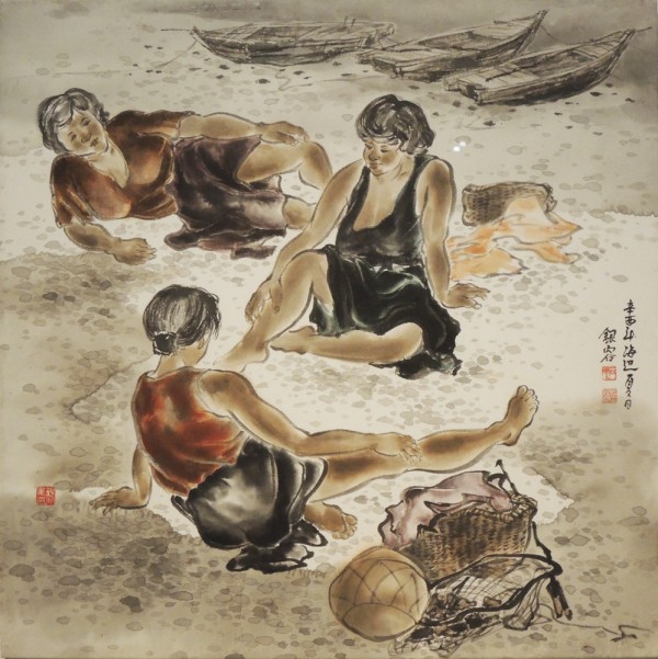 박은용 &lt;해변의 여인들&gt;, 1981. 수묵담채. 63x63cm